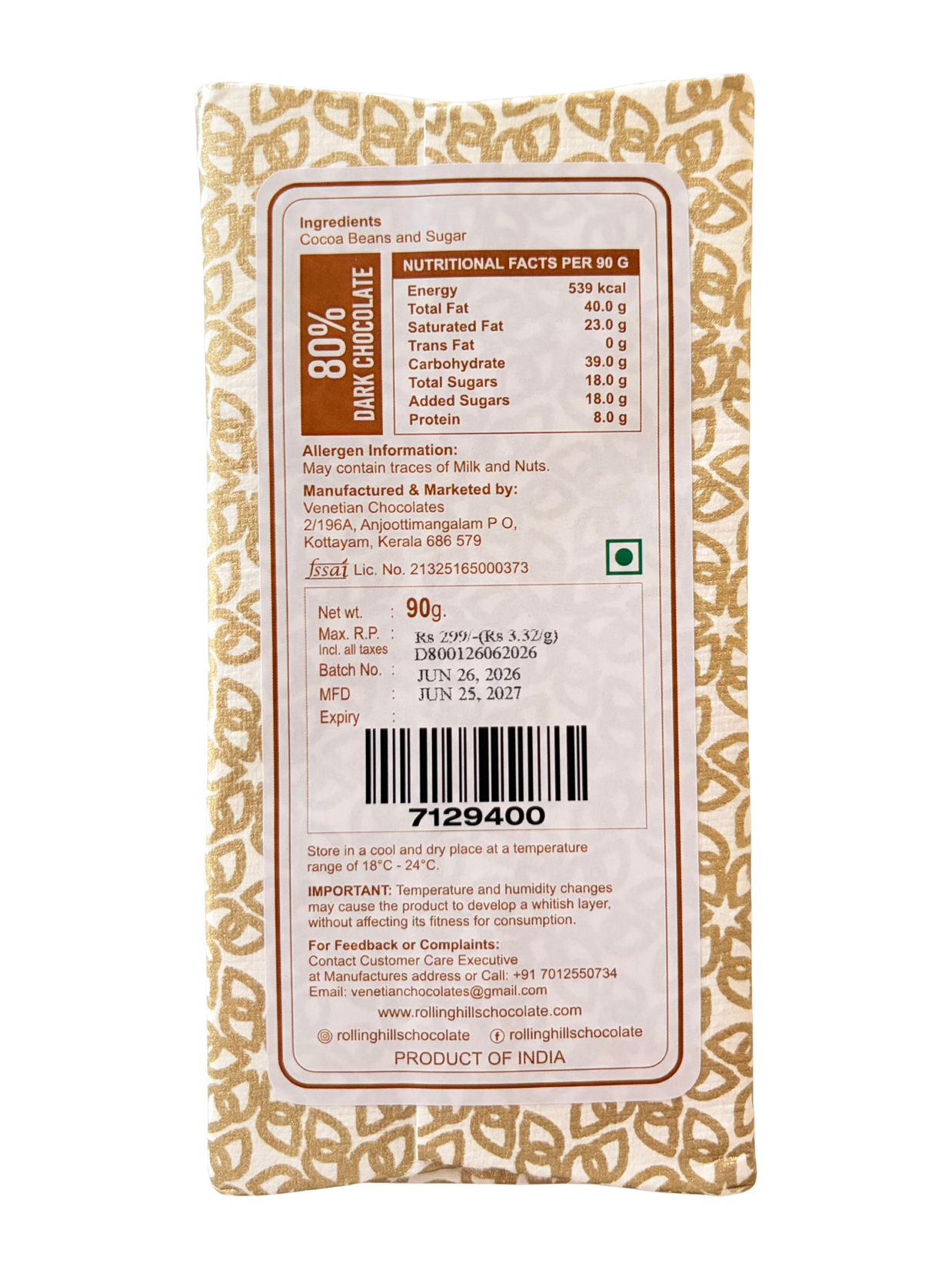 Rolling Hills 80% Dark Chocolate — estate detail
