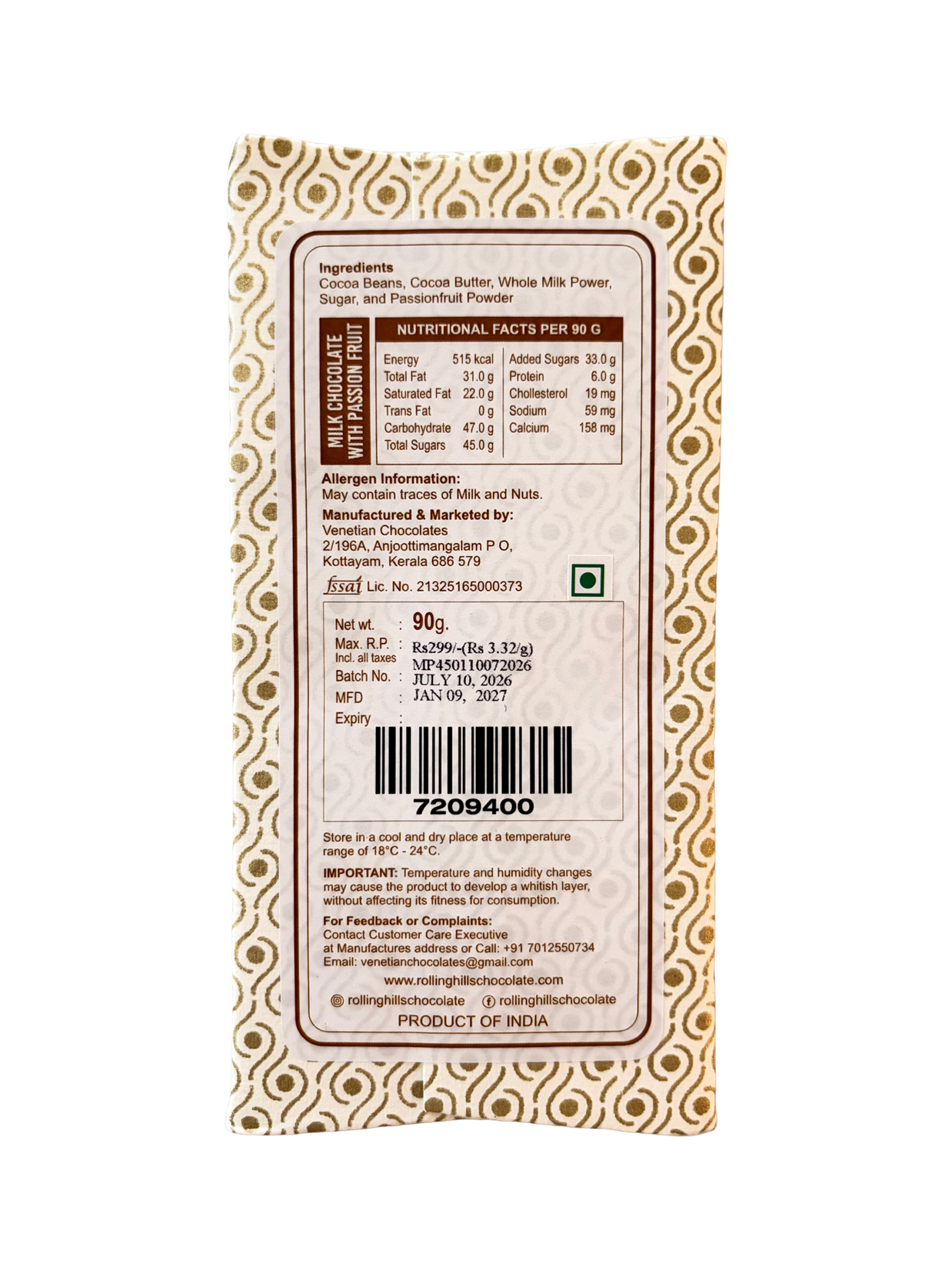 Rolling Hills Milk Chocolate With Passion Fruit